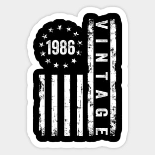 38 Years Old Gifts Vintage 1986 American Flag 38th Birthday Sticker